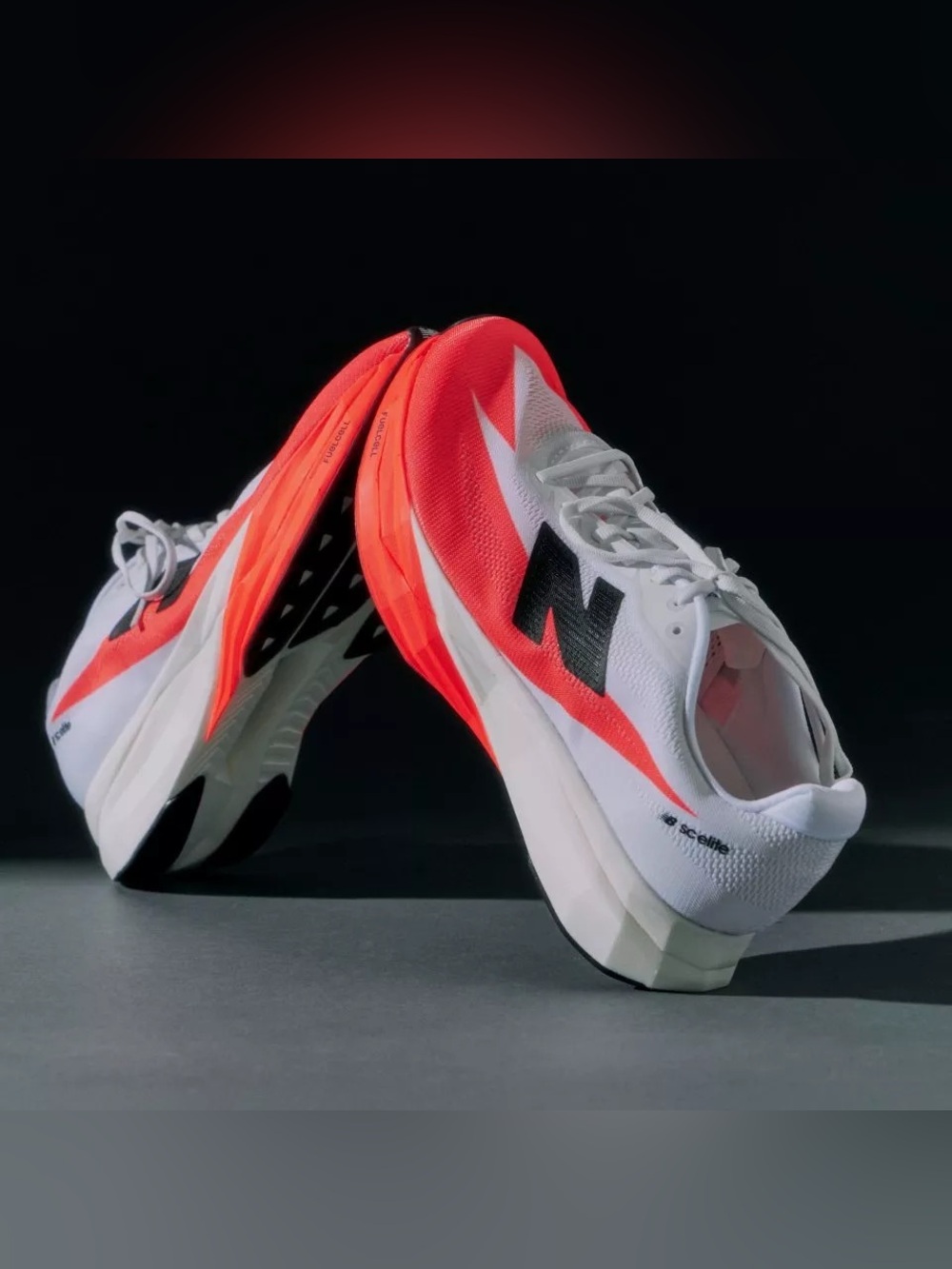 New Balance White & Neon Orange Performance Running Shoes